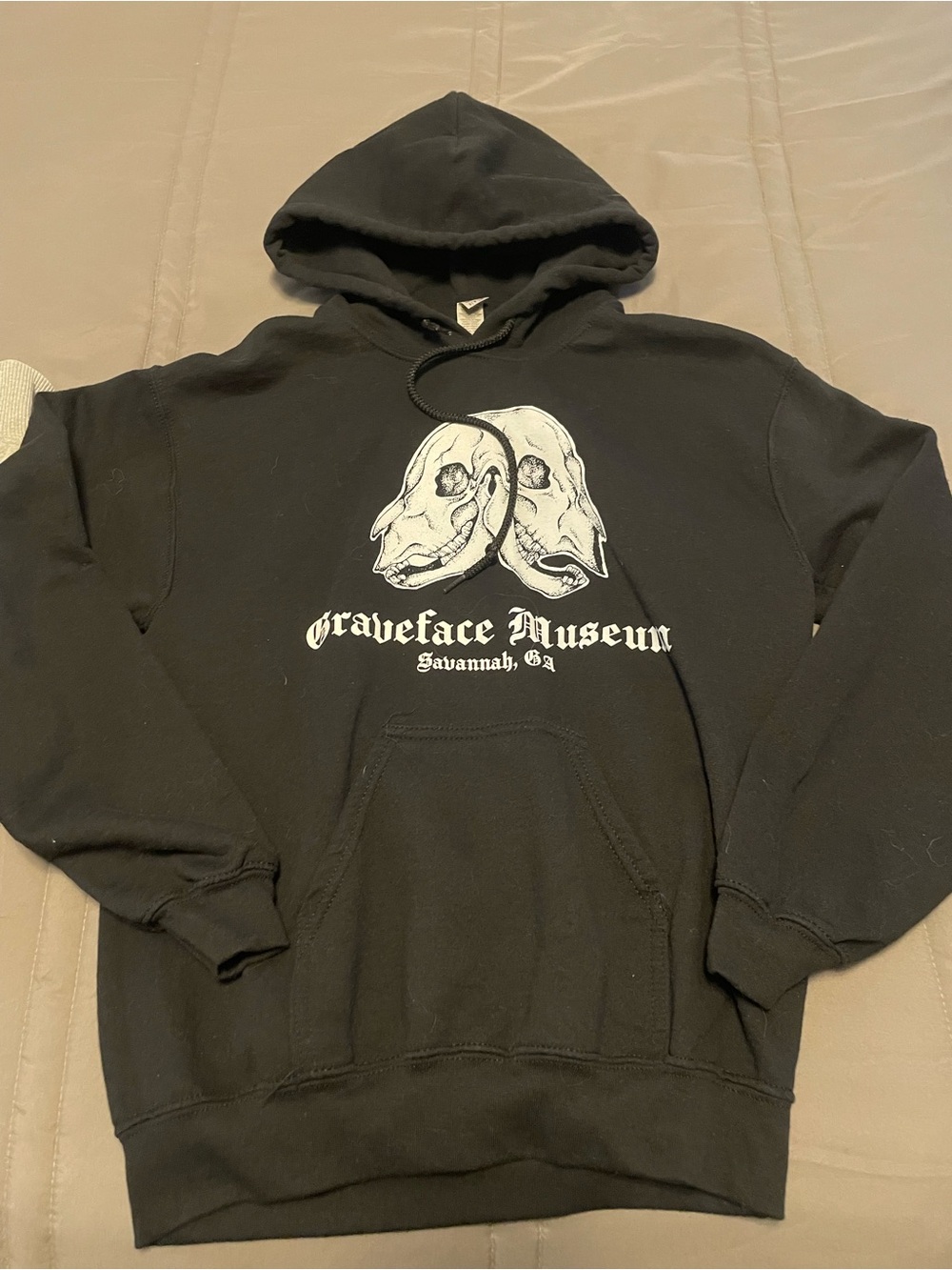 Gildan Black Hoodie with White Skull Graphic